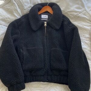 Urban outfitters cropped teddy jacket